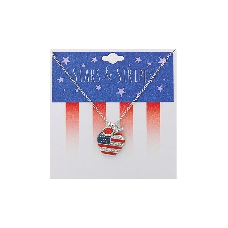 American Flag Apple Necklace