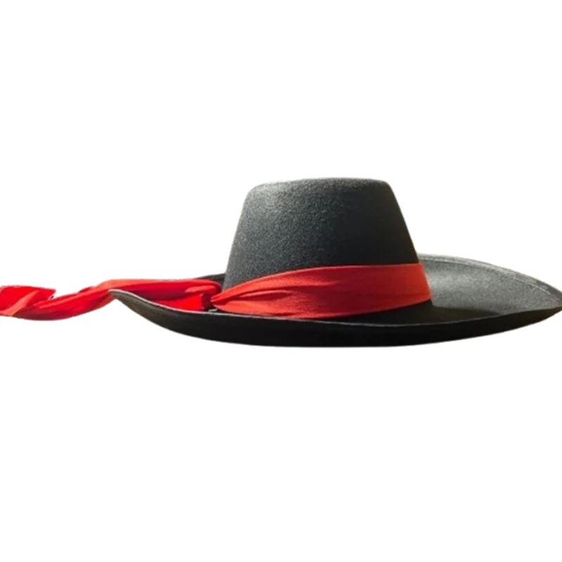 Bandolero Hat Black with Red Ribbon