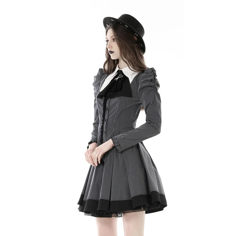 Black and White Striped Preppy Dress Adult - Image 2