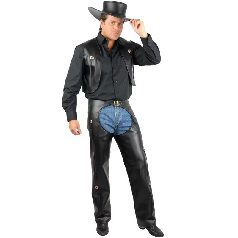 Chaps & Vest Mens Black
