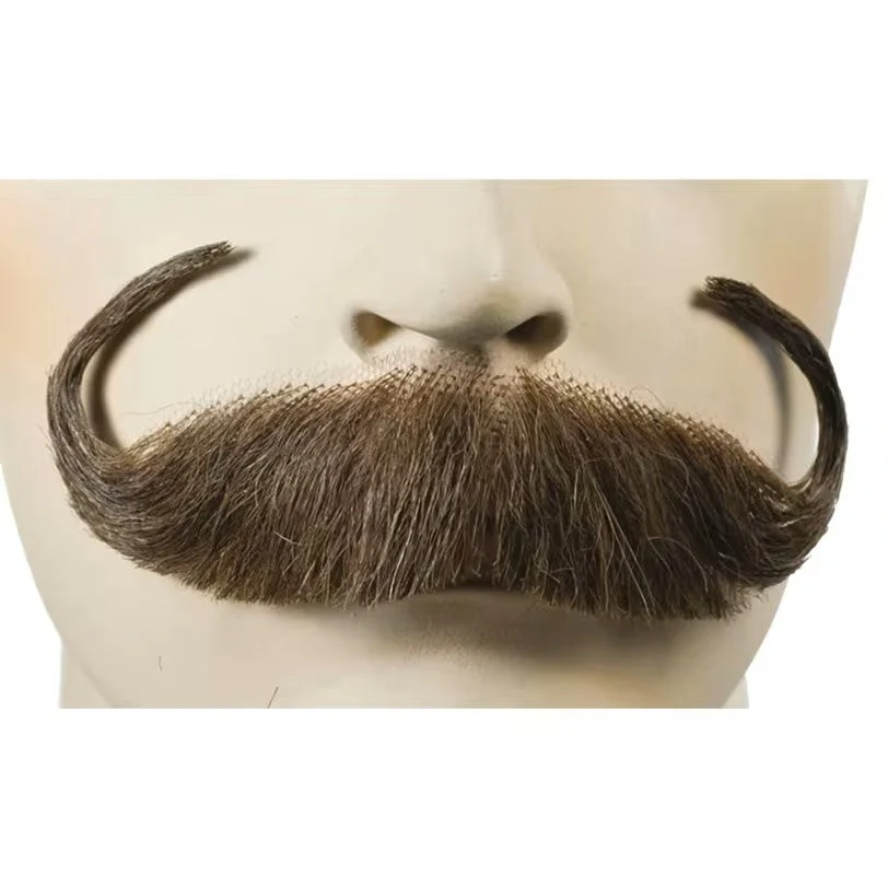 Deluxe Human Hair Handlebar Mustache - Image 3