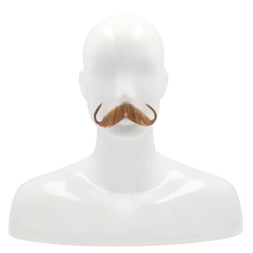 Deluxe Human Hair Handlebar Mustache - Image 4