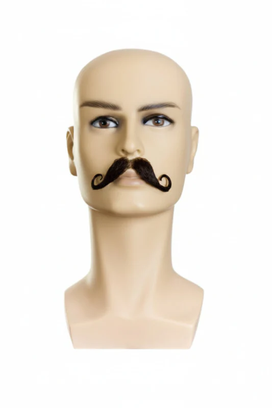 Deluxe Human Hair Handlebar Mustache - Image 6