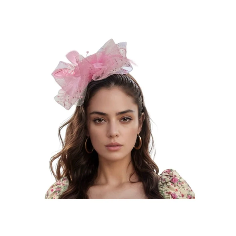 Fascinator Feather Headband with Veil - Image 4