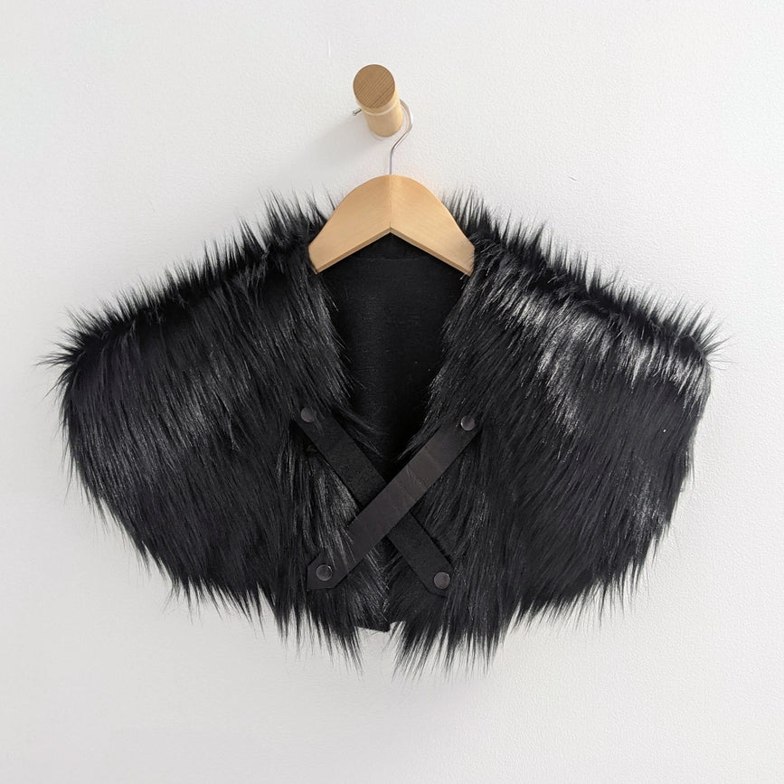 Faux Fur Mantle with Leather Straps | Viking Medieval Pelt - Image 3