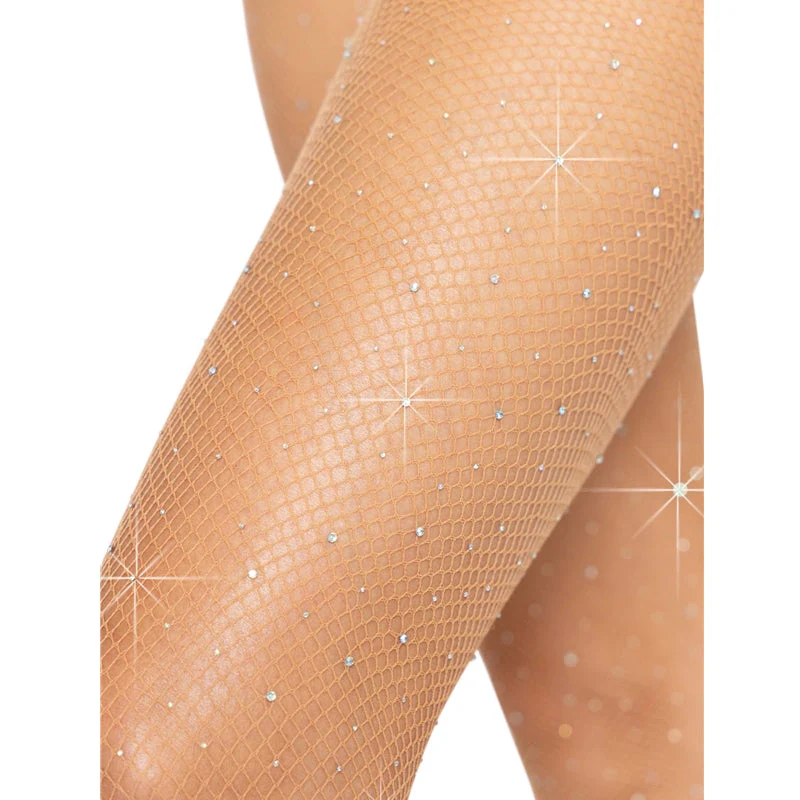Fishnet Tights Black with Crystals Adult - Image 3