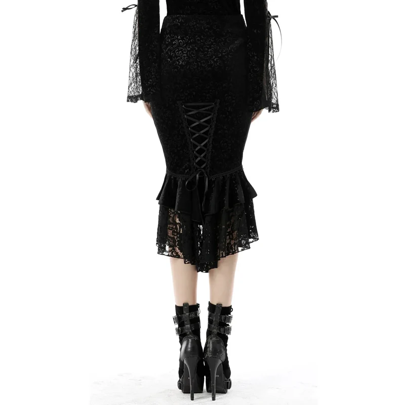 Gothic Classic Jaquard Tail Skirt Adult Black - Image 3
