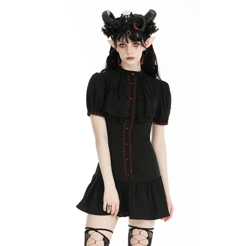 Gothic Dress with Blood Crystal Buttons- Extra Small Adult - Image 2