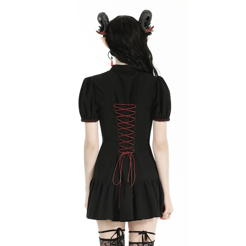 Gothic Dress with Blood Crystal Buttons- Extra Small Adult - Image 3
