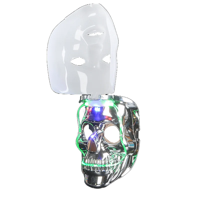 Light-Up Double Silver Skull Mask - Image 4