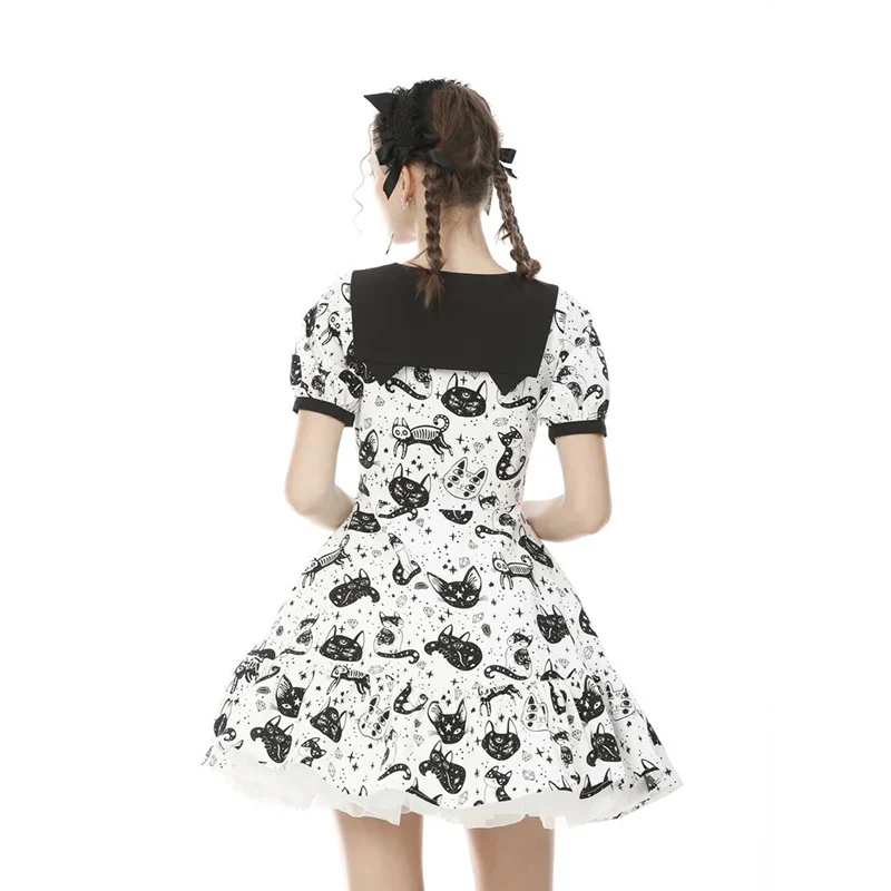 Magic Cat B&W Printed Dress Adult Large - Image 2