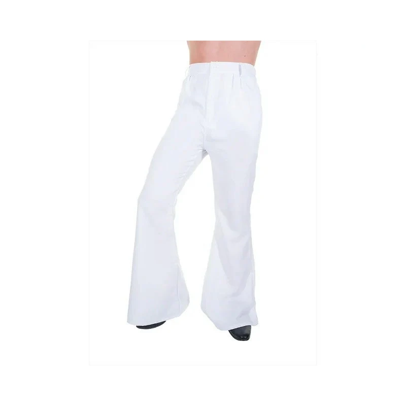 Men's Flare Disco Pants Adult White Size XL