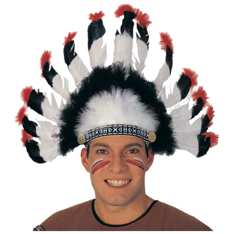 Native American Headdress - Basic Black, Red and White