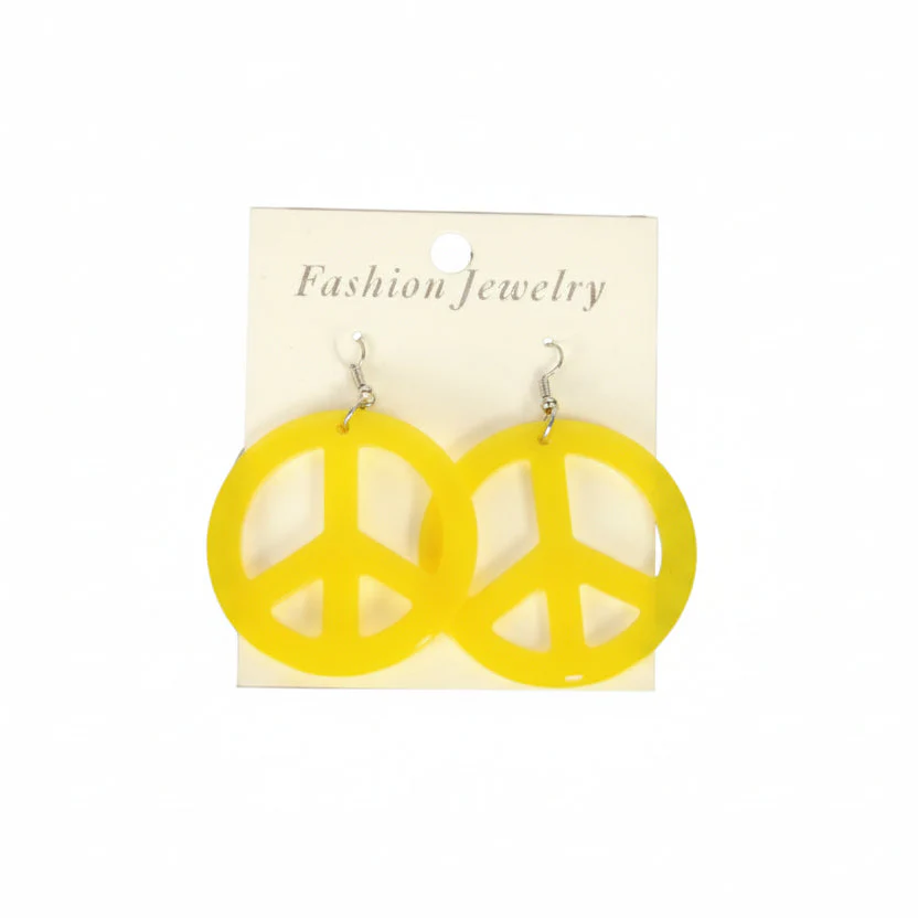 Peace Sign Earrings Pierced Yellow