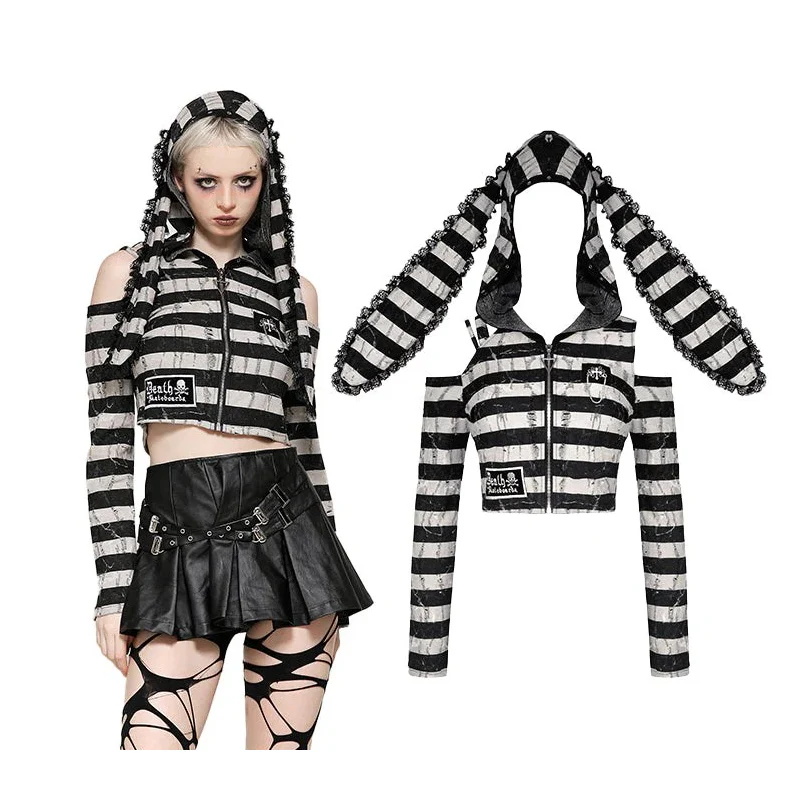 Prison Bunny Striped Crop Top Adult XL