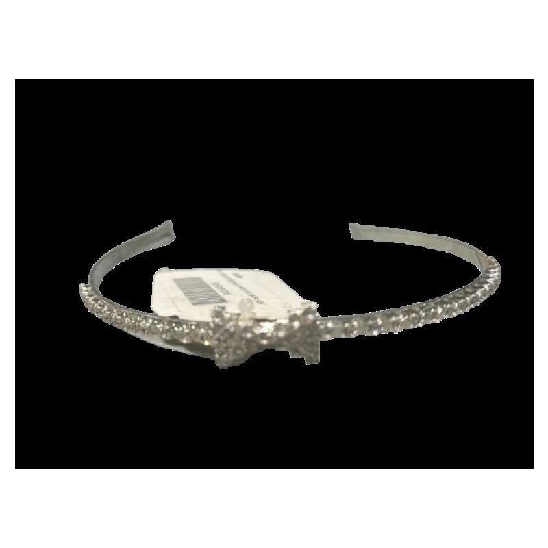 Rhinestone Bow Headband Silver
