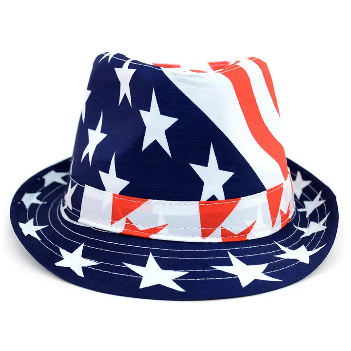Stars & Stripes American Flag Fedora Hat - Image 2