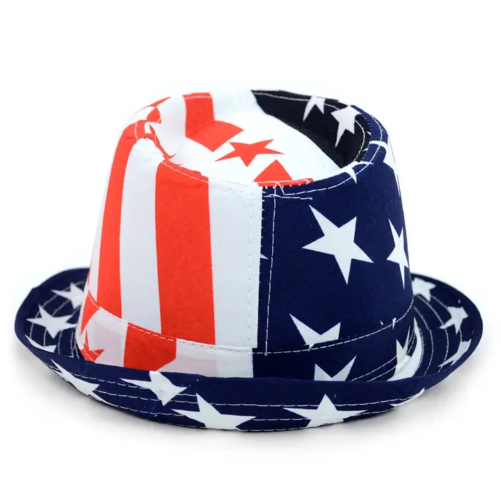 Stars & Stripes American Flag Fedora Hat - Image 3