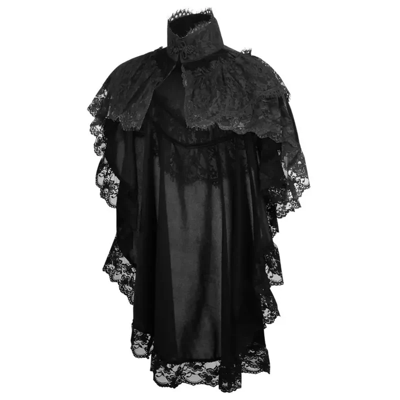 Tapered Black Velvet & Lace Capelet - Image 2