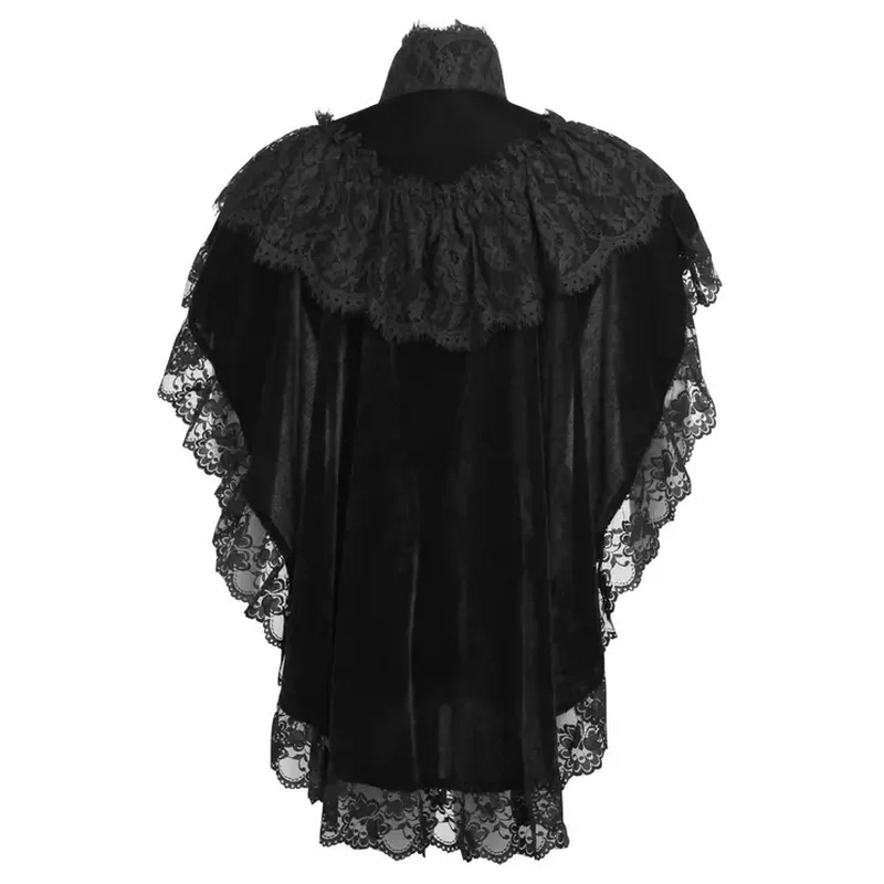 Tapered Black Velvet & Lace Capelet - Image 3