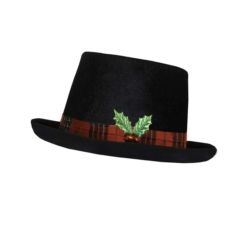 Top Hat Satin with Plaid Band