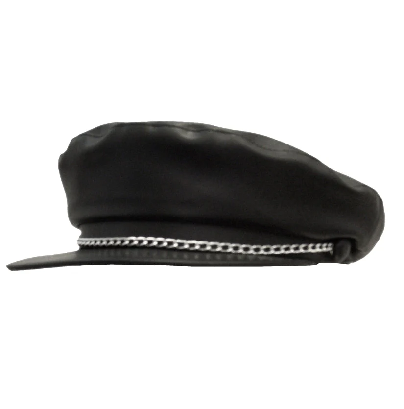 Vinyl Biker Hat With Chain