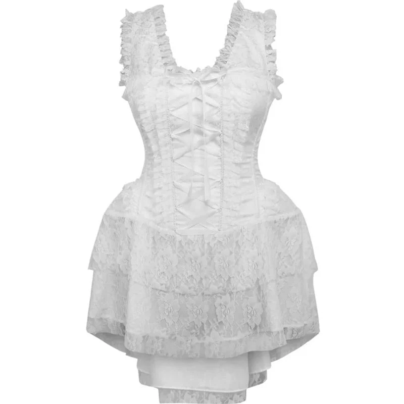 White Lace Victorian Corset Dress